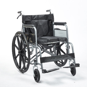 Fauteuil roulant manuel léger en acier carbone noir, type poussé, pour personnes âgées, usage hospitalier - Product Image 4