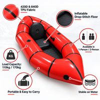 Packraft gonflable 1 ou 2 personnes, kayak en TPU avec plancher Drop Stitch, radeau portable pour rivière, lac et aventures en plein air