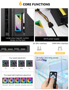 ฮับพัดลม PWM ARGB 12 พอร์ตสำหรับเคสคอมพิวเตอร์, ตัวควบคุมพัดลม <span class=keywords><strong>RGB</strong></span> 5V 3 พิน + PWM 4 พิน, ฮับระบายความร้อนแบบใช้พลังงานจาก SATA - Product Image 5