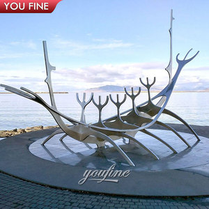 Statue <span class=keywords><strong>de</strong></span> bateau viking en acier inoxydable moderne The Sun Voyager - Product Image 6
