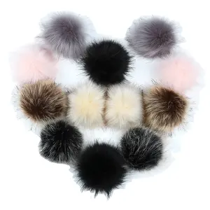 đàn hồi bóng thỏ Suppliers-Faux Tóc Fox Fur Pompom Hoặc Faux Raccoon Fur Pom Pom Bóng Với Snap Pin
