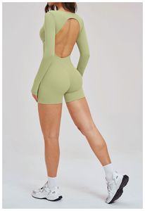 Combinaison de sport pour femme <span class=keywords><strong>à</strong></span> col carré et dos nu, idéale pour la course, le fitness, le Pilates et le yoga, tenue moulante avec coussinets amovibles - Product Image 6