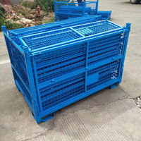Cage à palettes en treillis métallique pliable et galvanisé, revêtement poudré, taille personnalisée, prix usine, capacité 500-2000 kg