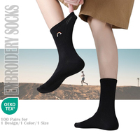 Chaussettes de sport en coton brodées avec logo noir, prix d'usine, chaussettes personnalisées pour hommes