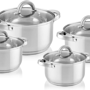 Juego de Ollas Clásico de Acero Inoxidable Triple 304 con Tapa de Vidrio, Saludable, Cacerola 316, Olla para Caldo, Logotipo Personalizado para Cocina Doméstica y Exterior - Product Image 1