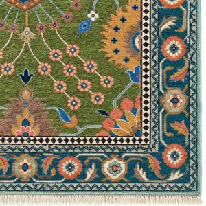 Tapis en laine Oushak traditionnel vert noué à la main à motifs floraux pour salon, intérieurs résidentiels de luxe, hôtels de charme et élégants - Product Image 5