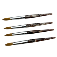 Pinceau à ongles en acrylique de haute qualité, manche en acrylique marron, 100% poils de Kolinsky, tailles 4 6 8 10 12 14 16 18 20 22 24