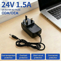 Adaptateur secteur mural DC 24V 1.5A haute efficacité, prise UK, 100-240V 36W, alimentation en matériau PC+ABS, adapté aux haut-parleurs et imprimantes