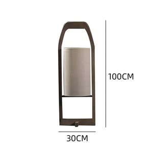 <span class=keywords><strong>Lampadaire</strong></span> moderne à cadre en bois de style oriental avec abat-jour en tissu | Luminaire élégant pour salon, chambre à coucher, hôtel - Product Image 2