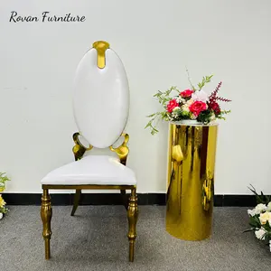 Kursi pernikahan emas wanita, bentuk bulat punggung tinggi pasangan pengantin laki-laki dan perempuan untuk acara pernikahan