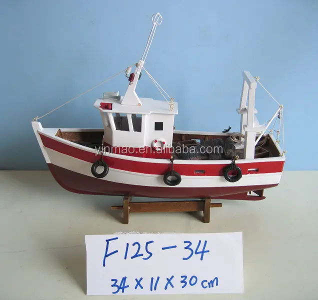 Wooden Fishing Shrimp/Crab boat model 3 set 34x11x30cm Fishing tug ship model