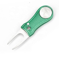 Fourche à divot robuste en alliage de zinc à ressort, outil de réparation de divot de golf automatique à ouverture rapide avec marqueur de balle personnalisable