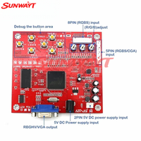 Placa Convertidora de Video para Juegos de Arcade CGA a VGA CVBS Personalizada de Plástico, Compatible con Monitores CRT, LCD y PDP, SUNWAYT SW-HB1 12V