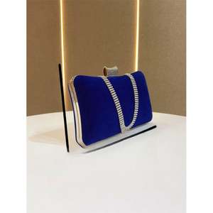 サテンリボン型ダイヤモンドクリスタルハンドバッグチェーンショルダーバッグ女性用ファンシーバッグパーティープロムクラッチ財布イブニングバッグ - Product Image 1