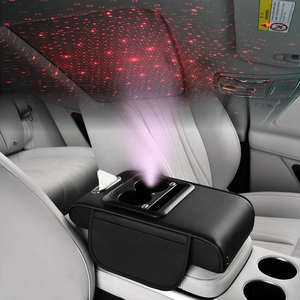 Boîte d'accoudoir avant de voiture en cuir de luxe Marcan avec chargeur multifonctionnel de haute qualité, lumière étoilée, rangement pour cartes/téléphone/gobelets/tissus - Product Image 1