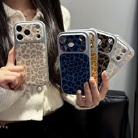 Étui de protection antichoc en cuir PU de haute qualité avec texture léopard scintillante pour iPhone 17 16 15 14 13 Pro Max