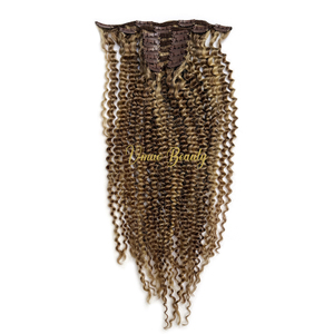 Extensiones de <span class=keywords><strong>Cabello</strong></span> Humano Real con Clip VMAE, <span class=keywords><strong>Cabello</strong></span> Virgen Natural con Raíz Oscura, <span class=keywords><strong>Balayage</strong></span> 613, Reflejos Rubios, Rizado Afro, Rizado Profundo - Product Image 4