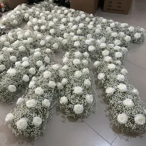 A-1206 Wedding Flower Table Centerpieces Arrangement Artificial Silk Gypsophila Flower Ball Baby Breath Flower Table Runner