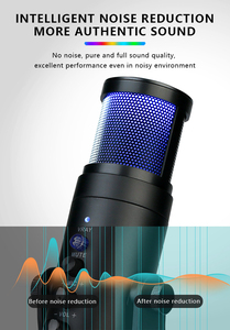 Bonne qualité sonore ABS RGB Gaming Desktop Microphone à condensateur Réduire le bruit Streaming Podcast USB RGB <span class=keywords><strong>Effet</strong></span> d'éclairage dynamique - Product Image 6