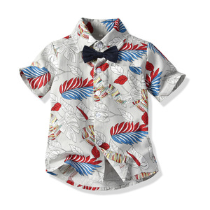 Ensemble short hawaïen pour bébé garçon de <span class=keywords><strong>1</strong></span> à 7 ans, haut à manches courtes fleuri + costumes courts pour bébé KBLS-001 - Product Image 2
