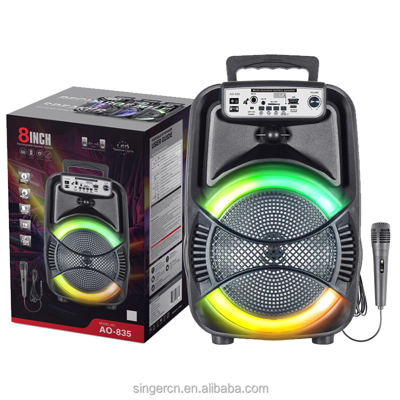 AO-832 Wireless Speaker - 8-Inch Subwoofer with Microphone, LED