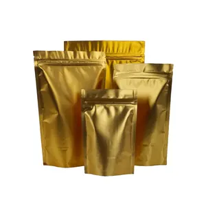 Sacchetto con chiusura a cerniera per imballaggio in alluminio dorato Doypack Mylar custodia per alimenti