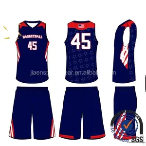 顶级聚酯篮球制服欧洲篮球球衣制服设计颜色蓝色