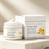 Crème Visage Bio au Glutathion Marque Blanche, Vitamine C, Acide Kojique, Correcteur Taches Brunes, Éclaircissante, Hydratante, Anti-Rides, Soin Quotidien