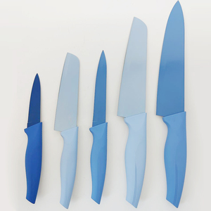<span class=keywords><strong>12</strong></span> pièces en stock bleu cuisson antiadhésif <span class=keywords><strong>couteau</strong></span> <span class=keywords><strong>Santoku</strong></span> avec gaine couteaux de cuisine en acier inoxydable - Product Image 1