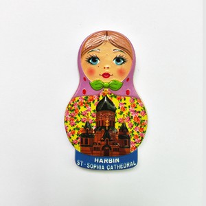 Harbin St Sophia Cathedral Russian Nesting Doll Resin Fridge Magnet Tourist Souvenir Mixed Color Irregular Shape - Product Image 2