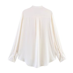 SHENZHU Abbigliamento <span class=keywords><strong>Donna</strong></span> Estate 2026 Nuova <span class=keywords><strong>Camicia</strong></span> a Maniche Lunghe Drappeggiata con <span class=keywords><strong>Mezza</strong></span> Apertura, Semplice e Versatile 4043002 - Product Image 6