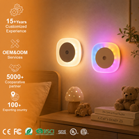 Nouvelle lampe murale transfrontalière en cristal givré, à dessus rond et base carrée, veilleuse à détecteur de mouvement, alimentée par batterie, détection corporelle humaine