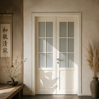 Porte double japonaise Zen blanche BOCHARM, 6 vitres dépolies, en bois massif, poignée nickelée, pour salle de thé, spa, taille personnalisée