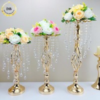 Supports de fleurs de luxe en métal argenté et doré, grands centres de table transparents pour mariage, supports de boules de cristal