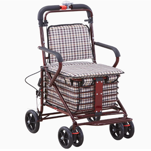 Déambulateur à roulettes en acier réglable en hauteur avec siège - Product Image 2