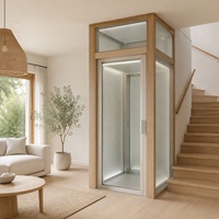 Ascenseur vertical pour passagers, homologué CE, sur mesure, pour villa, construction extérieure, avec cabine vitrée à plusieurs étages.