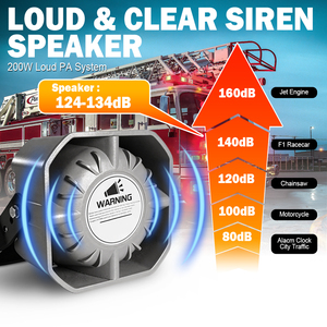 Sirène et amplificateur de haut-parleur carré 12V 200W, klaxon de voiture à 9 sons avec microphone filaire, haut-parleur de voiture - Product Image 3