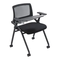 BROBRIYO MC-YC21 Kursi Lengan Tablet dengan Roda Kastor Jala Tamu Bersarang Susun untuk Pelatihan Kantor Sekolah Ruang Tunggu 1 Buah