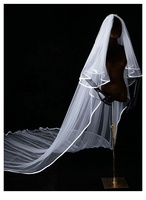 Voile de mariée cathédrale longue à deux couches en satin simple Feishiluo pour femmes, avec peigne et voile facial