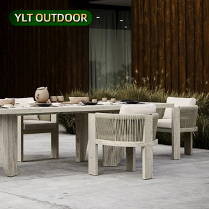 Ensemble de mobilier de jardin en teck moderne et pastoral, tables et chaises de patio, meubles d'extérieur, imperméables, protection solaire, fabricant de chaises en teck - Product Image 1