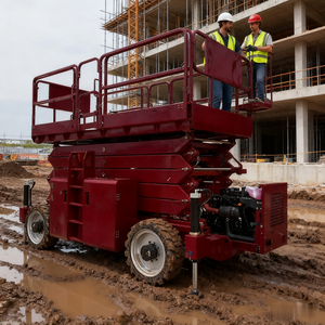 Fabricantes de elevadores de tijera de China, elevadores sobre orugas autonivelantes, plataforma elevadora de tijera autopropulsada todoterreno - Product Image 2