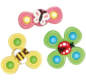 New Arrival 3Pcs Suction Cup Spinner Toys Sensory Insects Sucker Bath Water Baby Suction Cup Spinner Toys