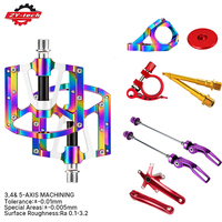 Pédales de vélo en aluminium CNC à 3 roulements, pédales plates de VTT à plateforme large avec picots antidérapants et axe en acier chromoly de 9/16 pouces