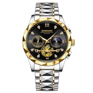 Montre de luxe pour homme avec chronographe tourbillon, étanche, lumineuse, affichage 24H, calendrier, montre à quartz en acier inoxydable pour affaires - Product Image 3