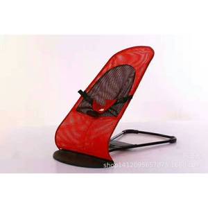 Baby Rocking Chair Lightweight Foldable Reclining Adjustable Backrest 0-12 Months Red And Black Metal Frame - Product Image 2