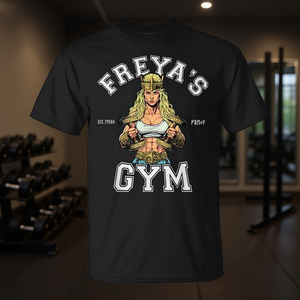 T-shirt promotionnel de la marque Freya's Gym, motif déesse nordique, pour l'entraînement - Product Image 3