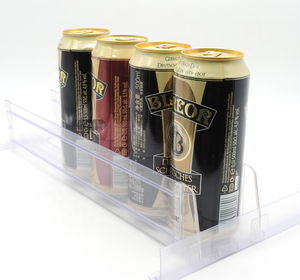 Réfrigérateur automatique en plastique à ressort de supermarché avec système de glisse à rouleaux pour la gestion de l'eau, pousseur de bouteilles de boissons et d'étagères - Product Image 4