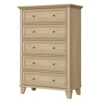 Commode large à 6 tiroirs en chêne naturel, style farmhouse, avec cadre surélevé, pour rangement de vêtements de chambre à coucher