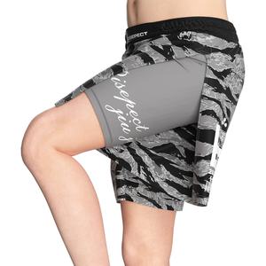 Pantalones Cortos 2 en 1 de Doble Capa, Sin Necesidad de Ropa Interior Adicional, Capa Interior Elástica en 4 Direcciones, Soporte y Compresión Muscular para MMA, BJJ y Sparring - Product Image 1