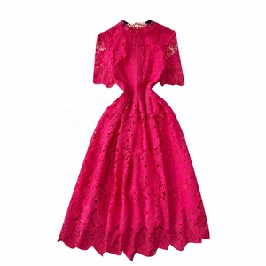<span class=keywords><strong>Robe</strong></span> mi-longue décontractée vintage d'été pour femmes, manches courtes, empire, <span class=keywords><strong>dentelle</strong></span> ajourée, vestidos noir - Product Image 5
